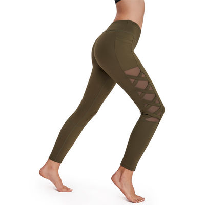 Sistemas inconsútiles del entrenamiento de la ropa de la aptitud de las mujeres de la ropa de deportes de los pantalones de la yoga del poliéster de la cintura alta