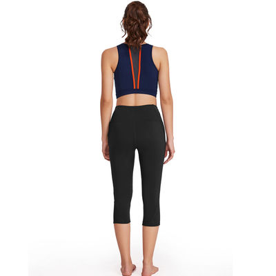 La yoga de funcionamiento de las mujeres de los pantalones de la yoga del poliéster fijó el sistema de las polainas de la aptitud del entrenamiento