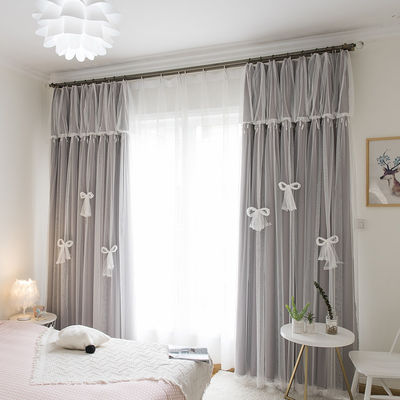 Tela de lujo de las cortinas de ventana del apagón de la sala de estar de lino del algodón