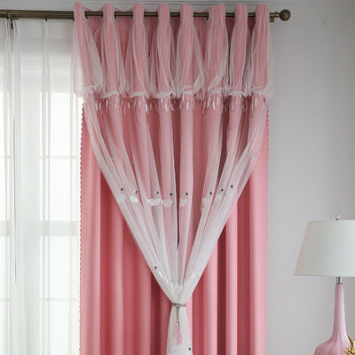 Poliéster blanco 100% de la tela transparente 52*84inch de la cortina del apagón de lino