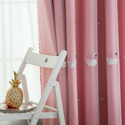 Tela blanca 100% de Gauze Curtains Sheer Floral Embroidered del algodón del poliéster