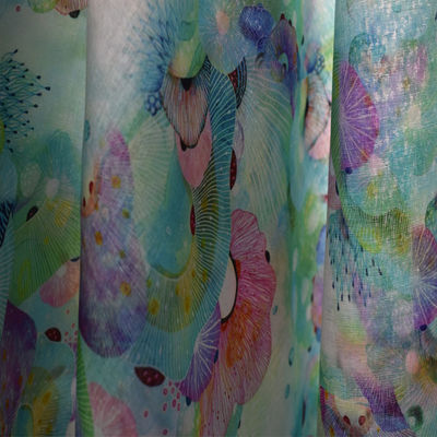 Ramio tejido floral azul claro de lujo del pantalón del vestido de las telas de algodón del poliéster