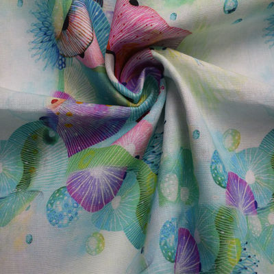 Ramio tejido floral azul claro de lujo del pantalón del vestido de las telas de algodón del poliéster