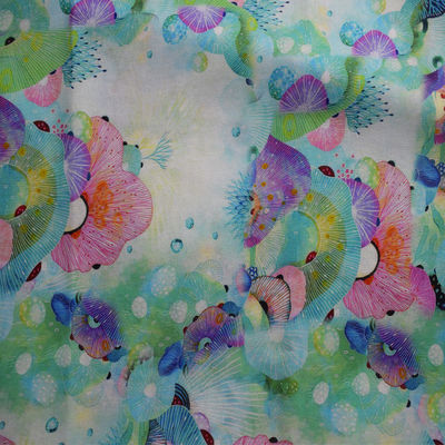 Ramio tejido floral azul claro de lujo del pantalón del vestido de las telas de algodón del poliéster