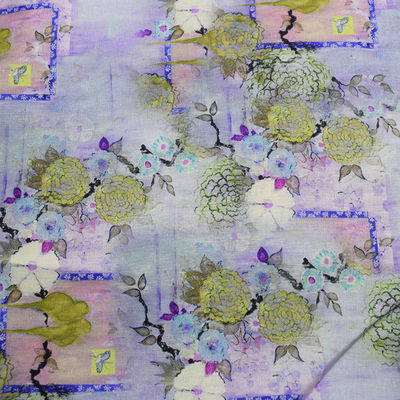 Floral casero del rayón del ramio de la materia textil 100% de las telas de algodón del poliéster de Digitaces impreso