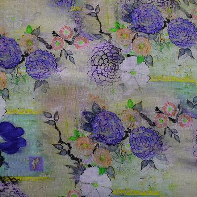 Floral casero del rayón del ramio de la materia textil 100% de las telas de algodón del poliéster de Digitaces impreso