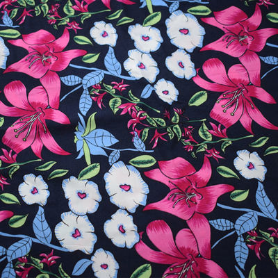 Tela viscosa modificada para requisitos particulares del rayón de las blusas de los tops de la impresión de la tela cruzada floral suave del punto
