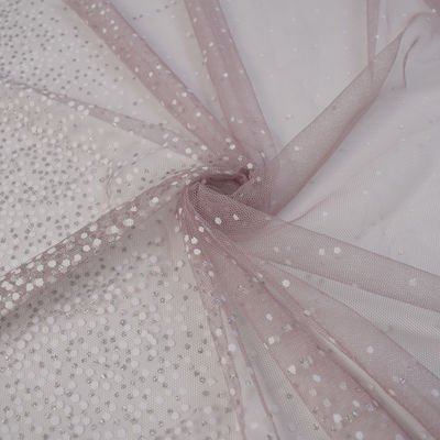 tela suave el 90% el 10% de nylon del vestido de boda del cordón del 160cm Tulle metálico