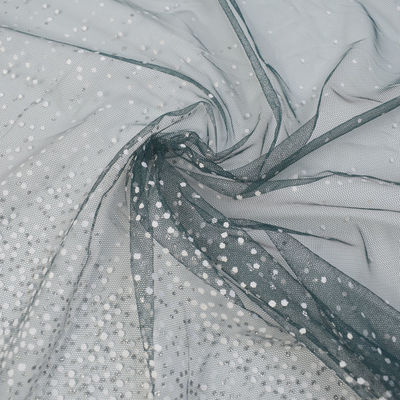 Brillo de nylon impreso Tulle Mesh Fabric For Dress de la estrella azul del 100%