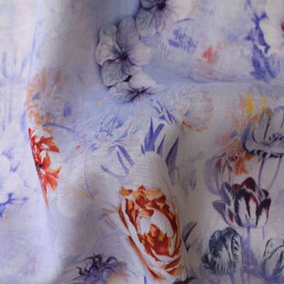 Tulle bordada 100 imprimió la tela cruzada cómoda de la ropa de la tela de Tencel tejida