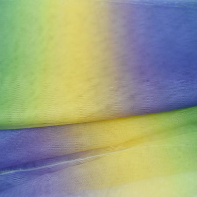 El arco iris suave de la tela de Tulle del cordón francés brilla azul 51 pulgadas 52 pulgadas