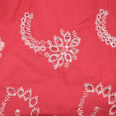 Materia textil bordada blanca de la ropa de la tela de algodón del color sólido de vestidos de la suavidad