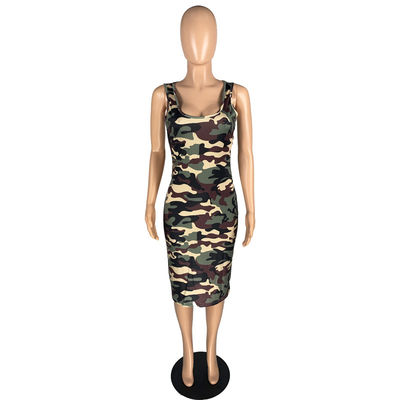 Cuello delgado ajustado de la ronda de las señoras Maxi Dress Tank Top Skirt atractivo