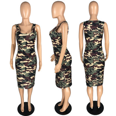 Cuello delgado ajustado de la ronda de las señoras Maxi Dress Tank Top Skirt atractivo