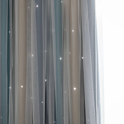 Tela suave de la cortina de las estrellas escarpadas de lino para la sala de estar