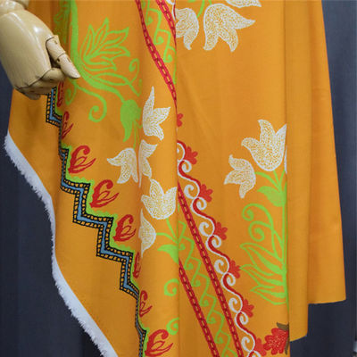 Flor colorida impresa Digitaces amarilla roja azul de la tela del poliéster para la ropa