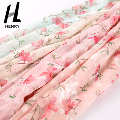 La luz suave de la tela de Tulle del pequeño estilo fresco texturiza los poliésteres tejidos de la gasa florales para el vestido