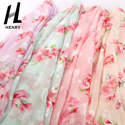 Tela impresa floral de la gasa del poliéster para la materia textil de la ropa de la moda