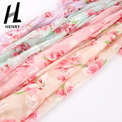 Tela impresa floral de la gasa del poliéster para la materia textil de la ropa de la moda