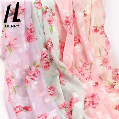Tela impresa floral de la gasa del poliéster para la materia textil de la ropa de la moda